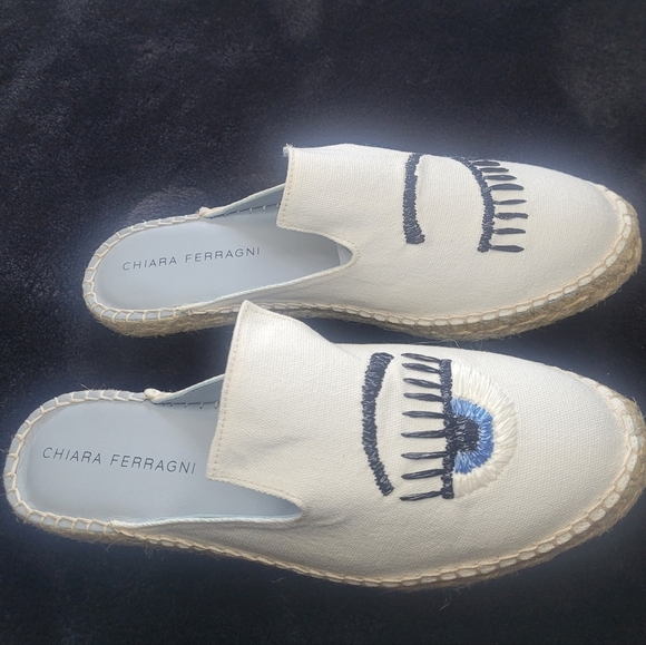 Chiara Ferragni Cream and Black Espadrilles. Sz 40. New In Box - Picture 3 of 9